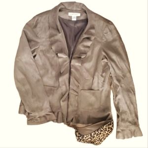Rafael‎ Womans Faux Suede Tan Waterfall Blazer Jacket Size 10